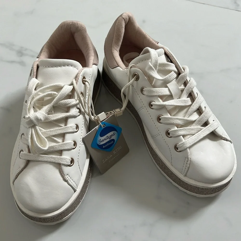 NWT ZARA Girls Glitter Metallic Chunky Sneakers US 2 EUR 33